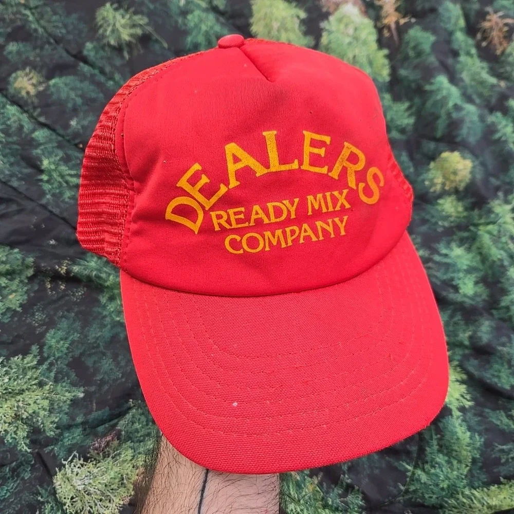 VTG Dealers Ready Mix Kansas City MO Red Trucker Hat Snapback Construction 1980s